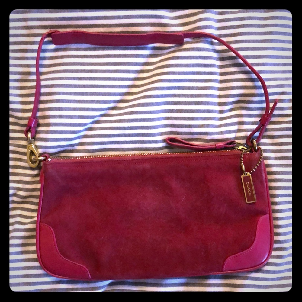 Coach Hot Pink Suede Purse
